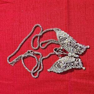 Blingy Butterfly Pendant Necklace